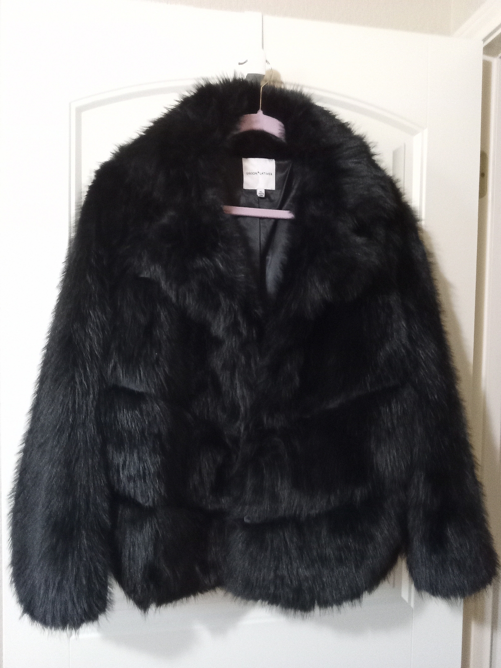 Gibson Latimer Black Faux Fur Teddy Jacket Sz XL